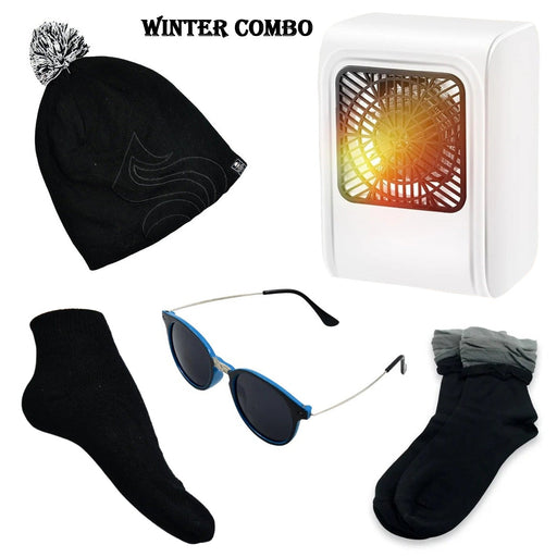 Winter Warm Set- Bennie hat, Room Heater, Sunglasses And Socks (5 Pcs Combo) by Your Brand