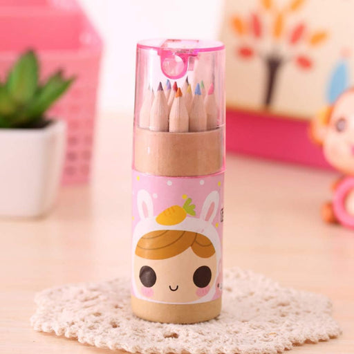 12 Mini Colouring Pencils with Sharpener, Kids Drawing Set for School & Sketching by Your Brand