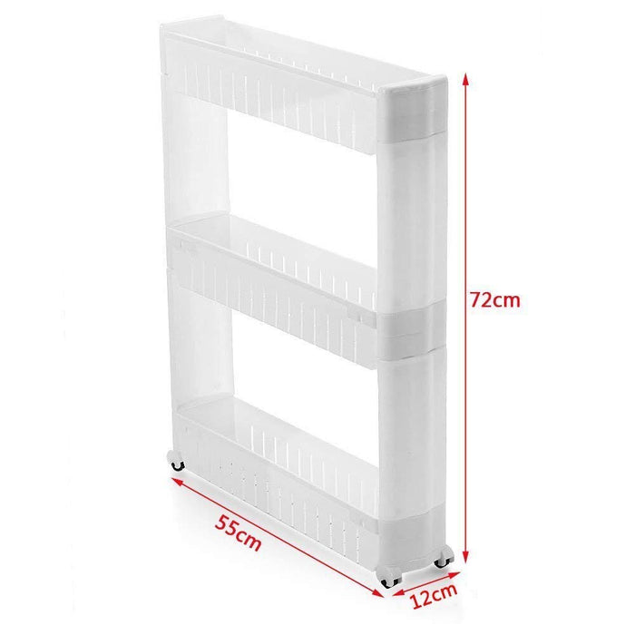Multipurpose 3 Layer Slim Side Space Saving Storage Organizer Rack Shelf by Your Brand