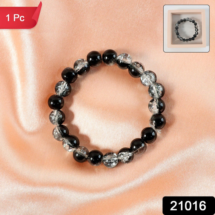 Elegant Dual-Tone Crystal Beaded Stretch Bracelet (1 Pc) by Your Brand