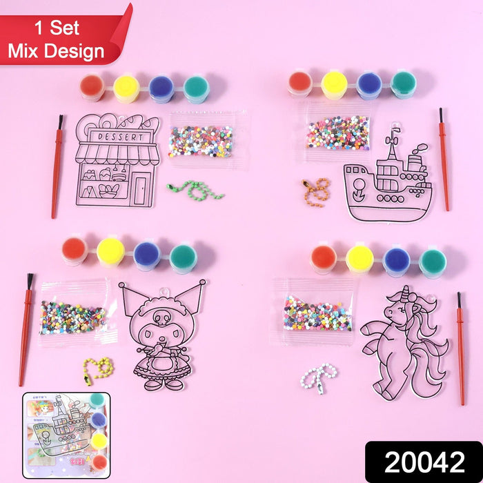 Kids Paint Coloring & Craft Activity Set with Beads (Mix Design, 1 Set) by Your Brand