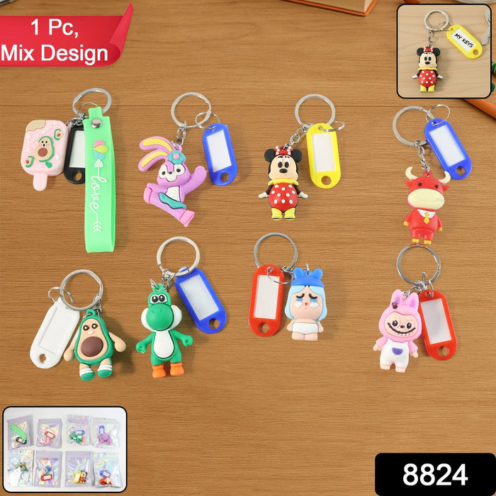 Cartoon Character Keychain with Name Tag (Mix Design, 1 Pc) by Your Brand