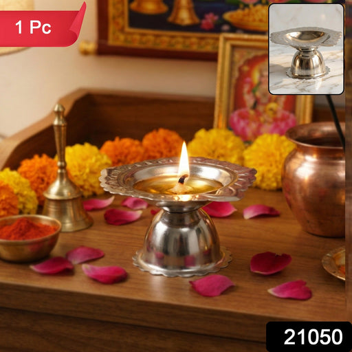 Stainless Steel Traditional Puja Diya Stand (1 Pc) by Your Brand