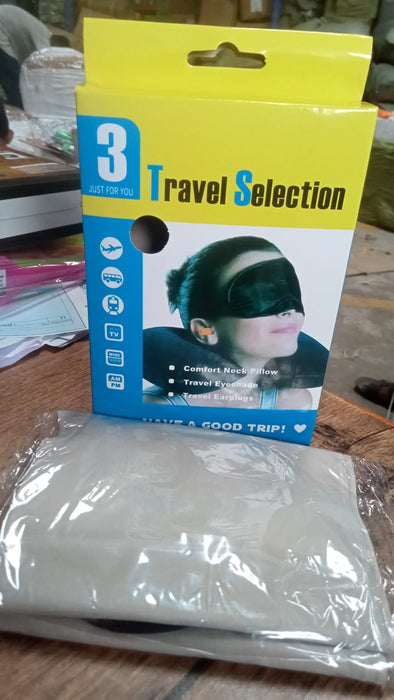 3in1 Air Travel Kit with Pillow, Ear Buds & Eye Mask by Your Brand