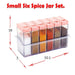 Plastic spice jars with vibrant colors for organizing spices
