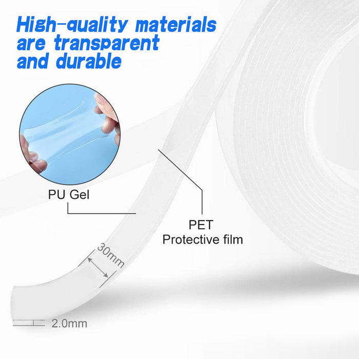 Double Sided Nano Adhesive Tape, 3 meter Washable Traceless Nano Gel Tape by Your Brand