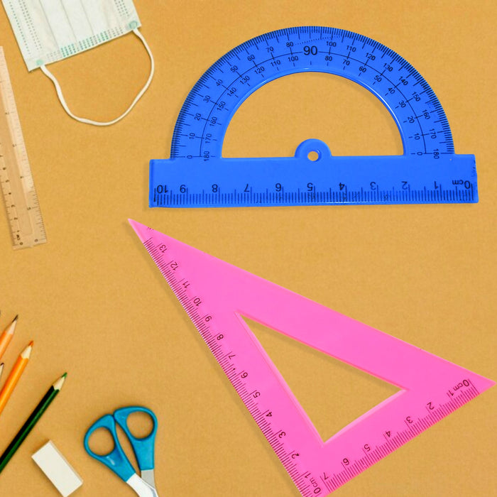 4-Piece Geometry Set, Triangle Ruler Protractor Straight Ruler by Your Brand