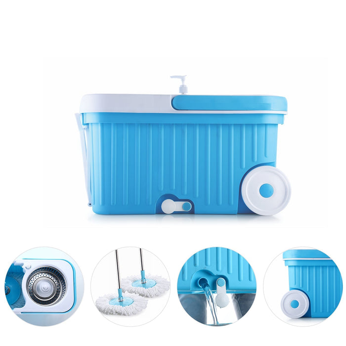 Sporty Plastic Spin Mop with Bigger Wheels & Auto Fold Handle for 360° Cleaning by Your Brand