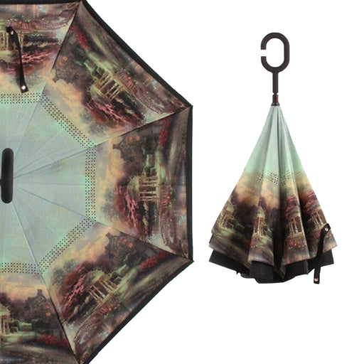 Printed Travel Windproof Umbrella (Reverse Umbrella) by Your Brand