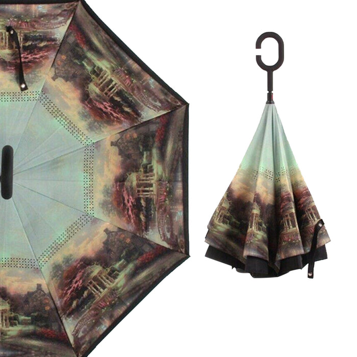 Printed Travel Windproof Umbrella (Reverse Umbrella) by Your Brand
