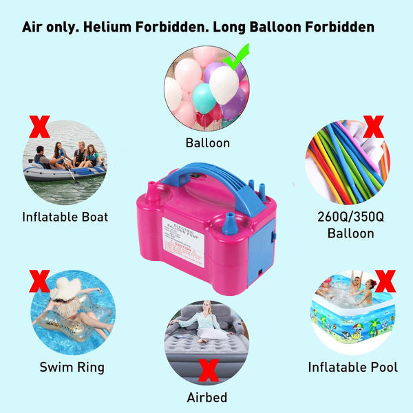 Portable Dual Nozzle Electric Balloon Blower Pump Inflator by Your Brand