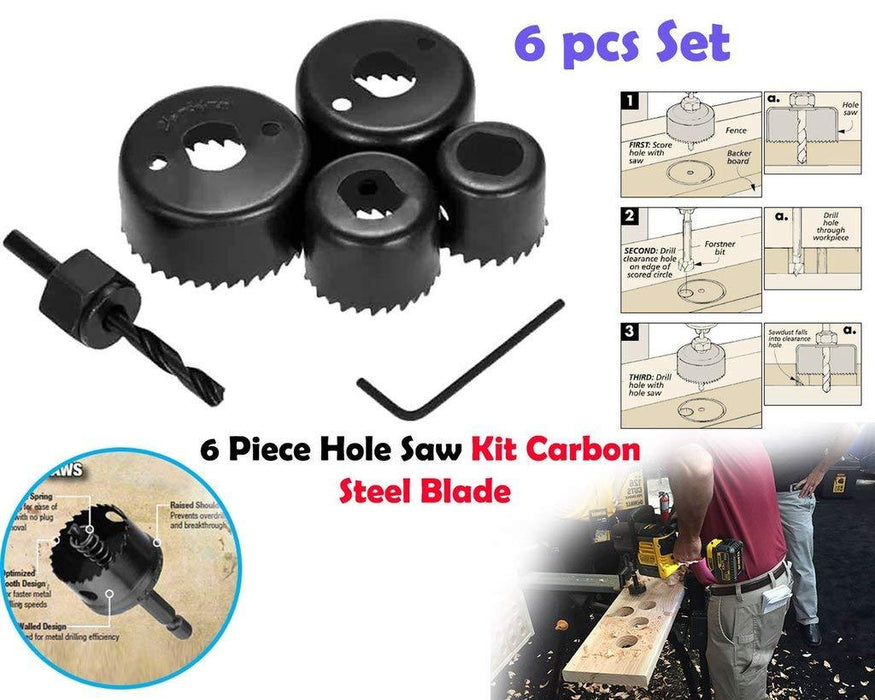 Hole Saw Set Drill Bit set 32mm ,38mm ,44mm ,54mm (6 pcs) by Your Brand