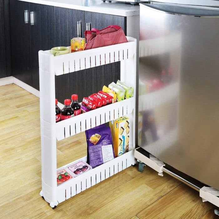 Multipurpose 3 Layer Slim Side Space Saving Storage Organizer Rack Shelf by Your Brand