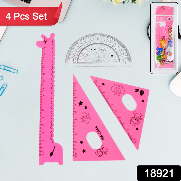 Cute Cartoon Giraffe Ruler / Scale Meter Ruler / Triangle Ruler (4 Pc Set) by Your Brand