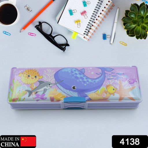 Multipurpose Cartoon Pencil Case – Double Deck Compass Box with 2 Compartments by Your Brand