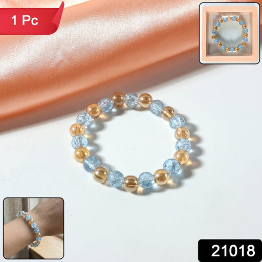 Elegant Dual-Tone Crystal Beaded Stretch Bracelet (1 Pc) by Your Brand