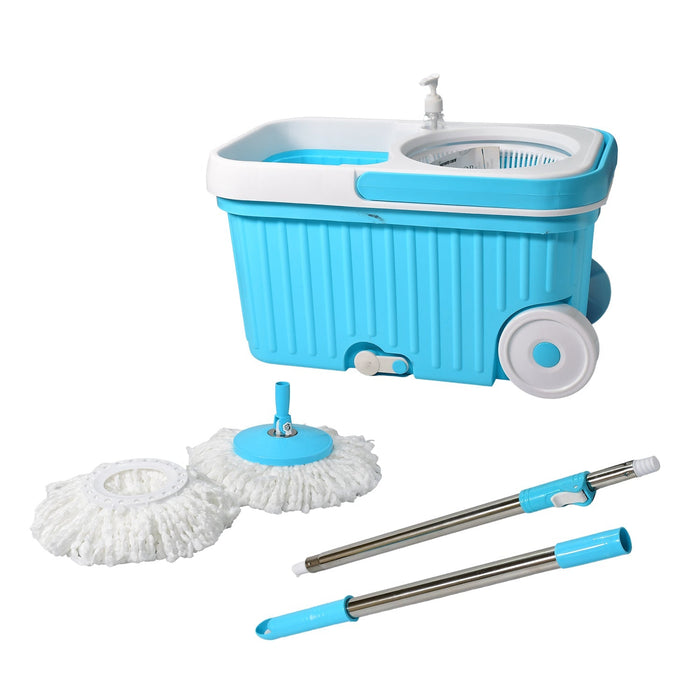 Sporty Plastic Spin Mop with Bigger Wheels & Auto Fold Handle for 360° Cleaning by Your Brand