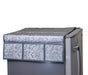Decorative refrigerator top cover with assorted designs.
