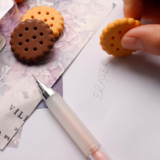 Biscuit-Shaped Erasers – Fun Rubber Stationery for Kids (6 Pcs Set) by Your Brand
