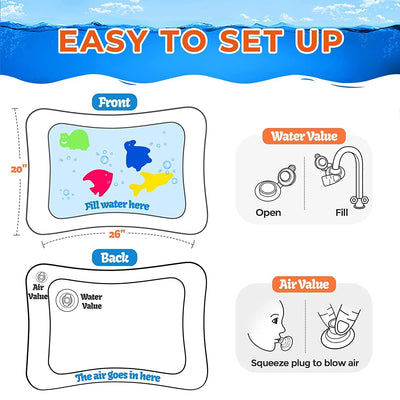 Baby Kids Water Mat Toys Inflatable Tummy Time Leakproof Water Mat
