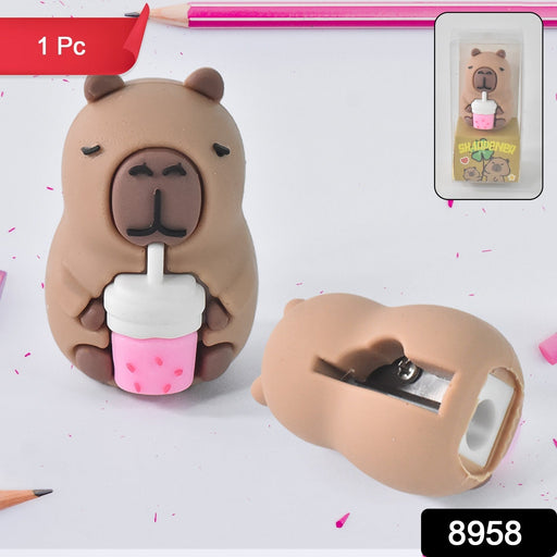 Cartoon Shape Pencil Sharpener with Built-In Eraser (1 Pc) by Your Brand
