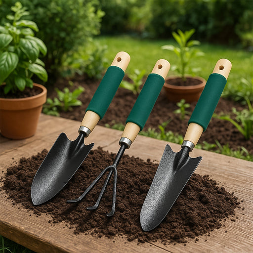 Gardening Tools Hand Cultivator Trowel Heavy Duty Wooden Handle 3 Pc by Your Brand