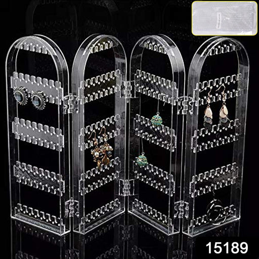 4 Folding Storage Hanger Acrylic Earring Screen Holder Display Stand Clear (1 Set) by Your Brand