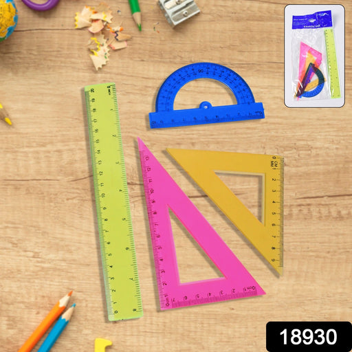 4-Piece Geometry Set, Triangle Ruler Protractor Straight Ruler by Your Brand