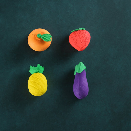 Mini Cute Veg & Fruit Erasers – 3D Colorful Eraser Set for Kids (4 Pc) by Your Brand