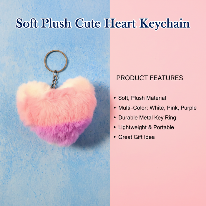 Soft Plush Cute Heart Keychain - 1 Pc by Your Brand