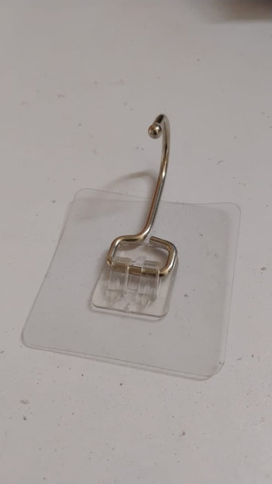 Transparent Large Stainless Steel Self Adhesive Wall Hooks (1 Pc) by Your Brand