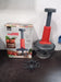 Compact hand press chopper with matte finish, 3 blades, full view