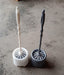 Potted holder with toilet brush, side view