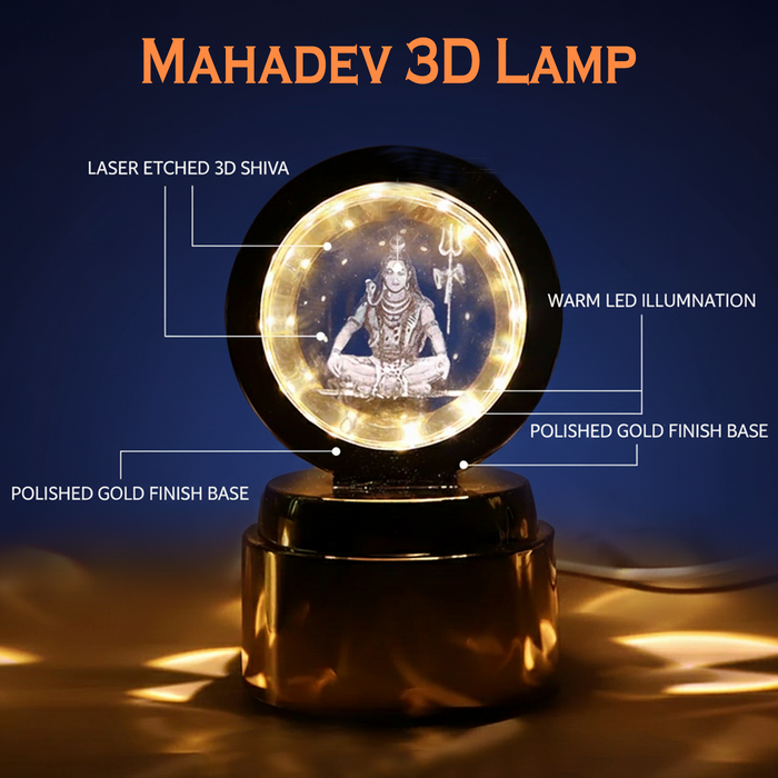 Mahadev 3D Crystal Ball Night Light (1 Pc) by Your Brand
