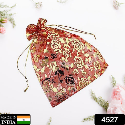 Net Fabric Drawstring Pouch – Organza Shagun Potli for Dry Fruits (Mix Sizes & Design) by Your Brand