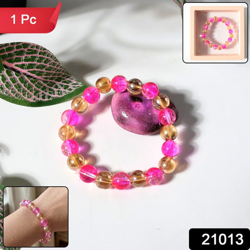 Elegant Dual-Tone Crystal Beaded Stretch Bracelet (1 Pc) by Your Brand