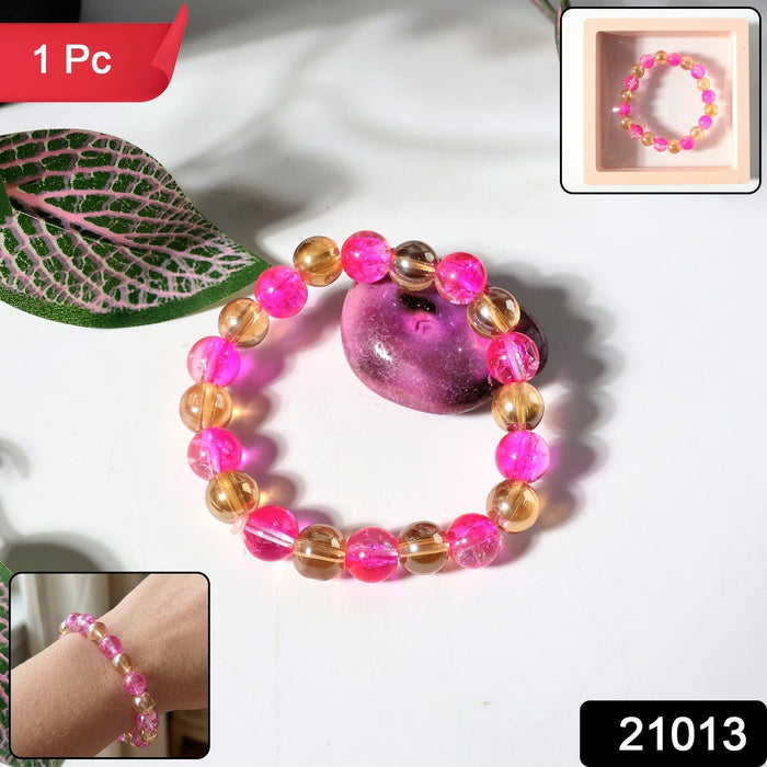 Elegant Dual-Tone Crystal Beaded Stretch Bracelet (1 Pc) by Your Brand