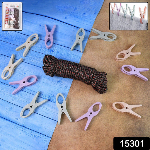 Cloth Drying Rope with Clips – Convenient and Durable Hanging Solution (12 Pc) by Your Brand