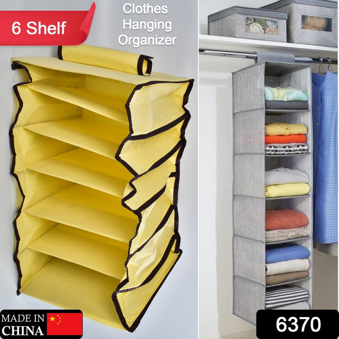 6 Shelf Hanging Closet Organizer Breathable Material Keeps Away Dust and Odors by Your Brand