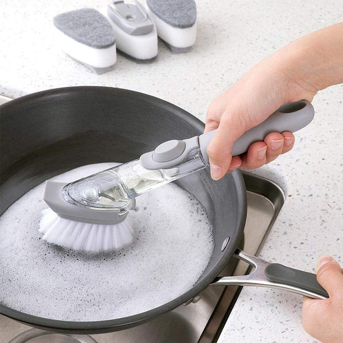Scrubber brush with liquid dispenser
