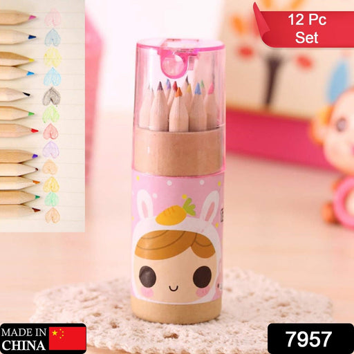 12 Mini Colouring Pencils with Sharpener, Kids Drawing Set for School & Sketching by Your Brand