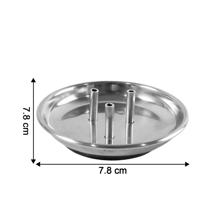Stainless Steel Lotus Agarbatti Stand with Triple Stick Holder (1 Pc) by Your Brand
