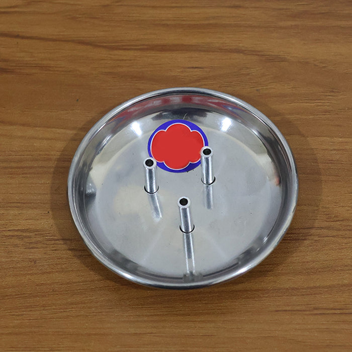 Stainless Steel Lotus Agarbatti Stand with Triple Stick Holder (1 Pc) by Your Brand