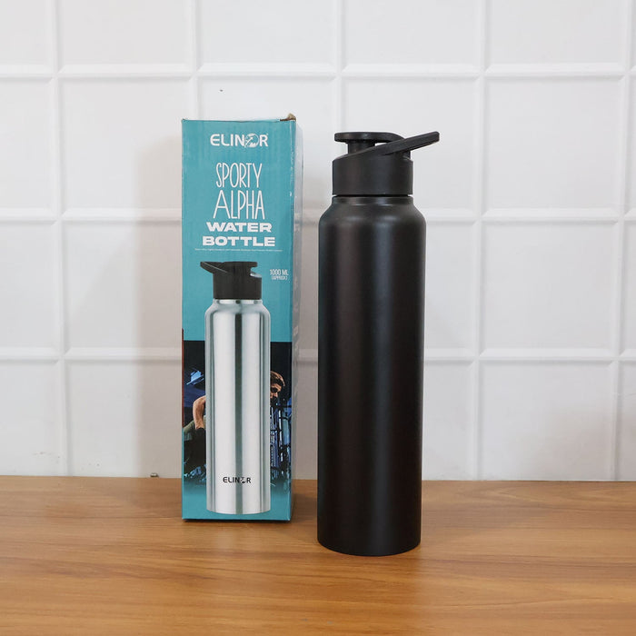 Stainless Steel 1000ml Flip-Top Reusable Sports Water Bottle – 1 Pc