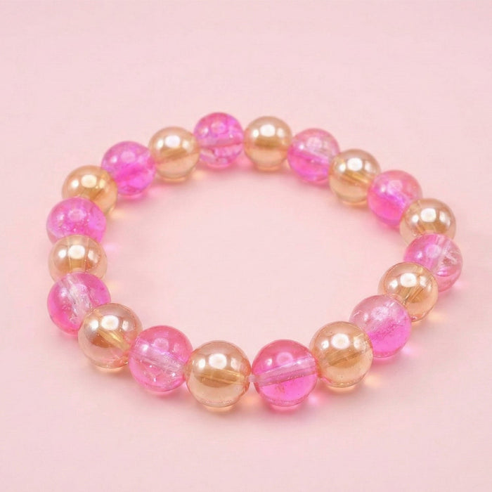 Elegant Dual-Tone Crystal Beaded Stretch Bracelet (1 Pc) by Your Brand