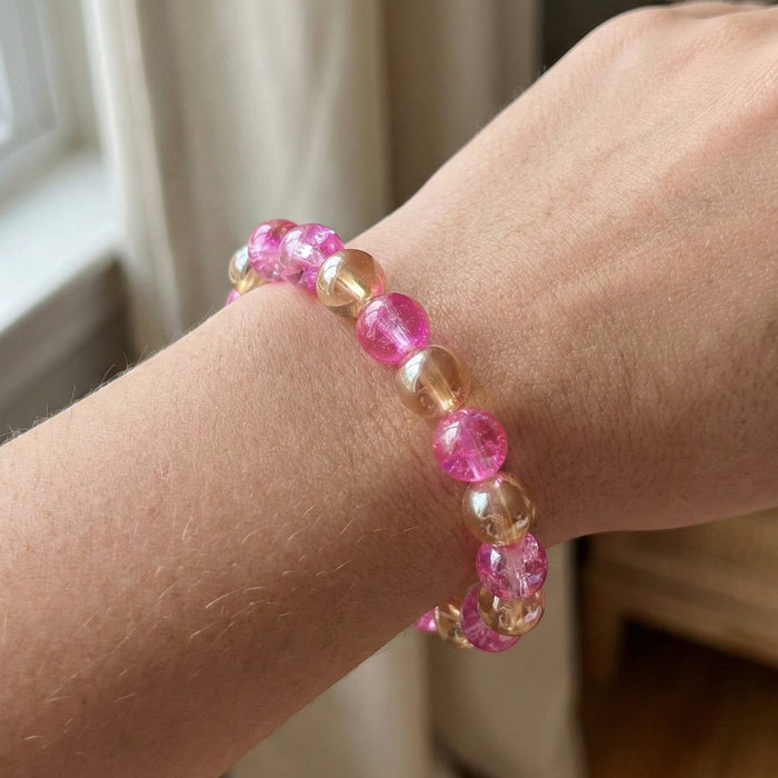 Elegant Dual-Tone Crystal Beaded Stretch Bracelet (1 Pc) by Your Brand