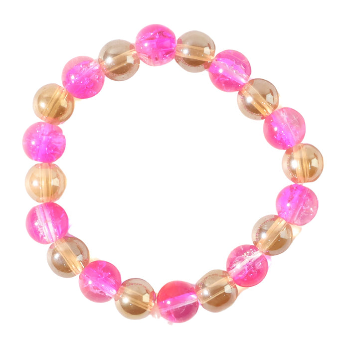 Elegant Dual-Tone Crystal Beaded Stretch Bracelet (1 Pc) by Your Brand