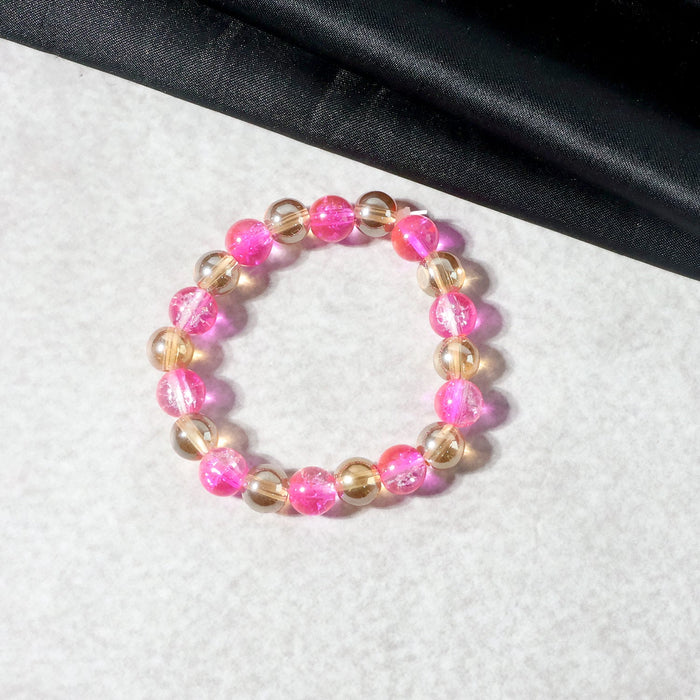 Elegant Dual-Tone Crystal Beaded Stretch Bracelet (1 Pc) by Your Brand