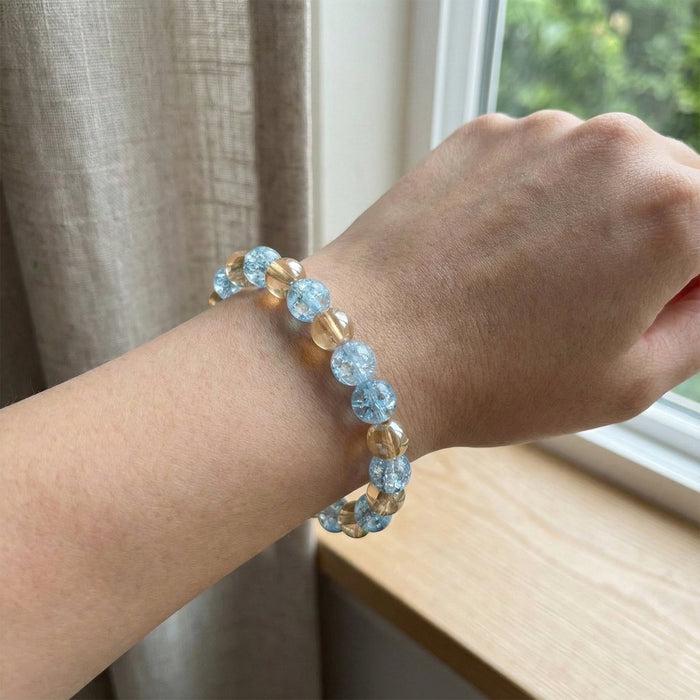 Elegant Dual-Tone Crystal Beaded Stretch Bracelet (1 Pc) by Your Brand