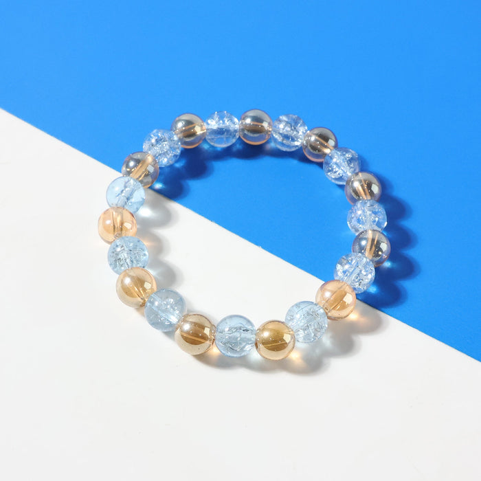 Elegant Dual-Tone Crystal Beaded Stretch Bracelet (1 Pc) by Your Brand